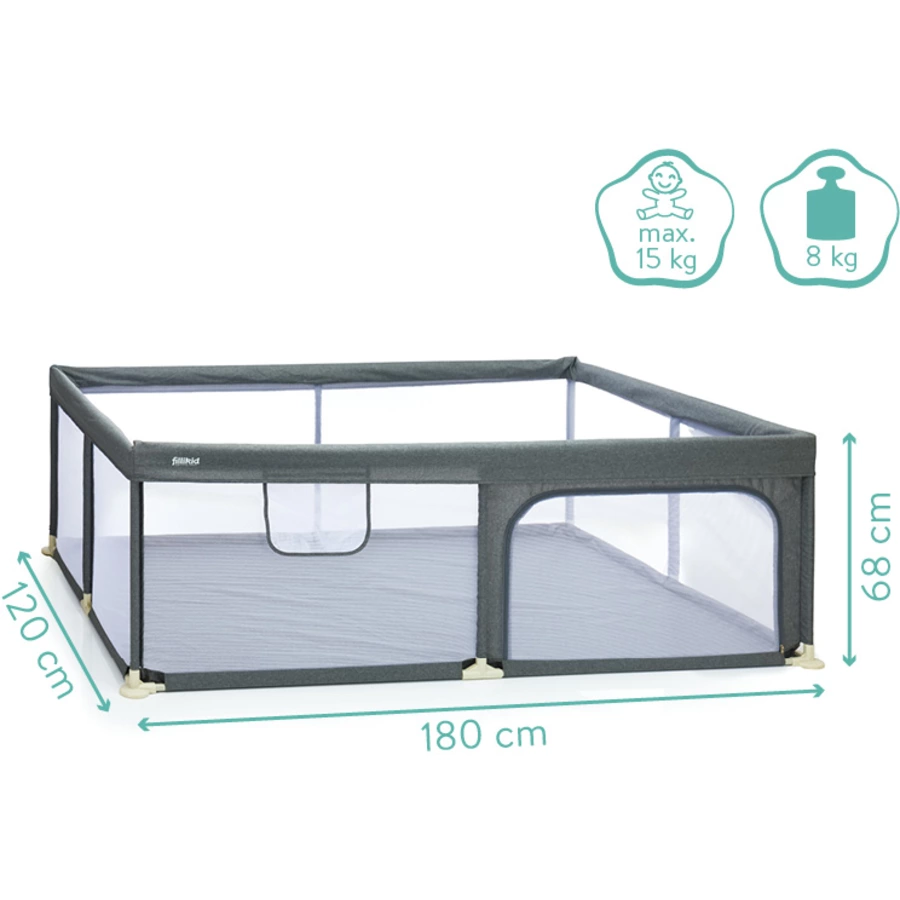 fillikid Laufgitter Rio XL grau 180 x 120 cm