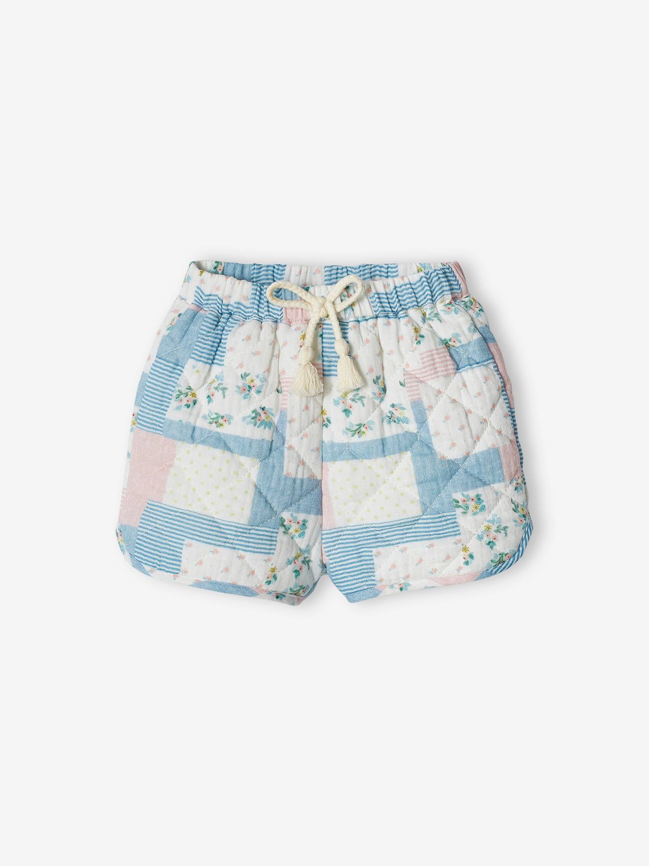 Calções de bebé acolchoados com efeito patchwork branco