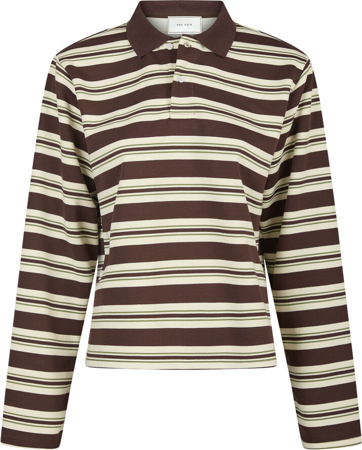 Neo Noir Mala Stripe Polo Blouse Brown