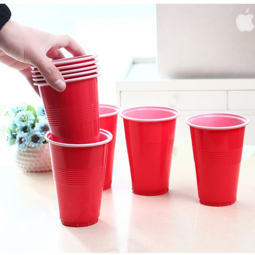 (48-tlg. Set) Party Becher Spiel Beer Pong Trinkspiel - Rot / Blau