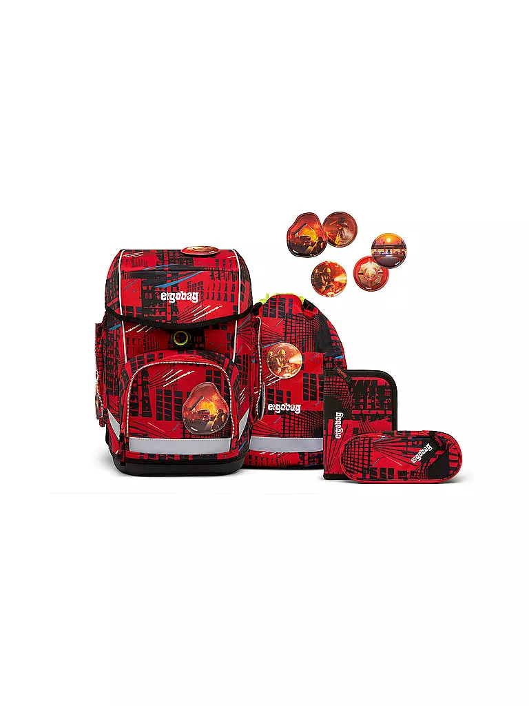 ERGOBAG Schultaschen Set 5tlg CUBO -  AlarmBäreitschaft  rot