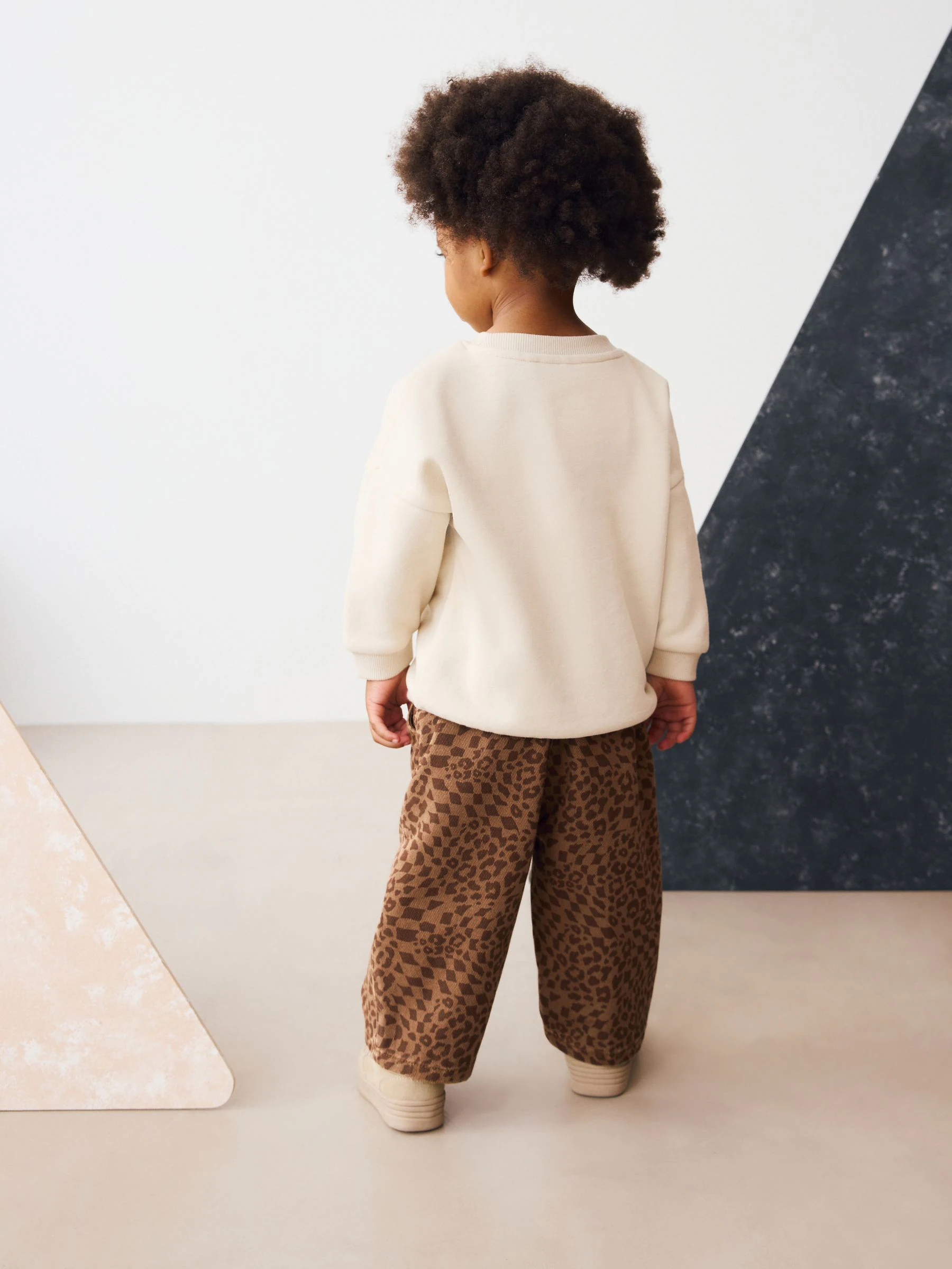 Bruine luipaardprint - Wijde broek met elastische taille (3mnd-7jr)