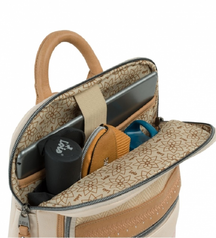 Mochila Lois Galatea bege, marrom