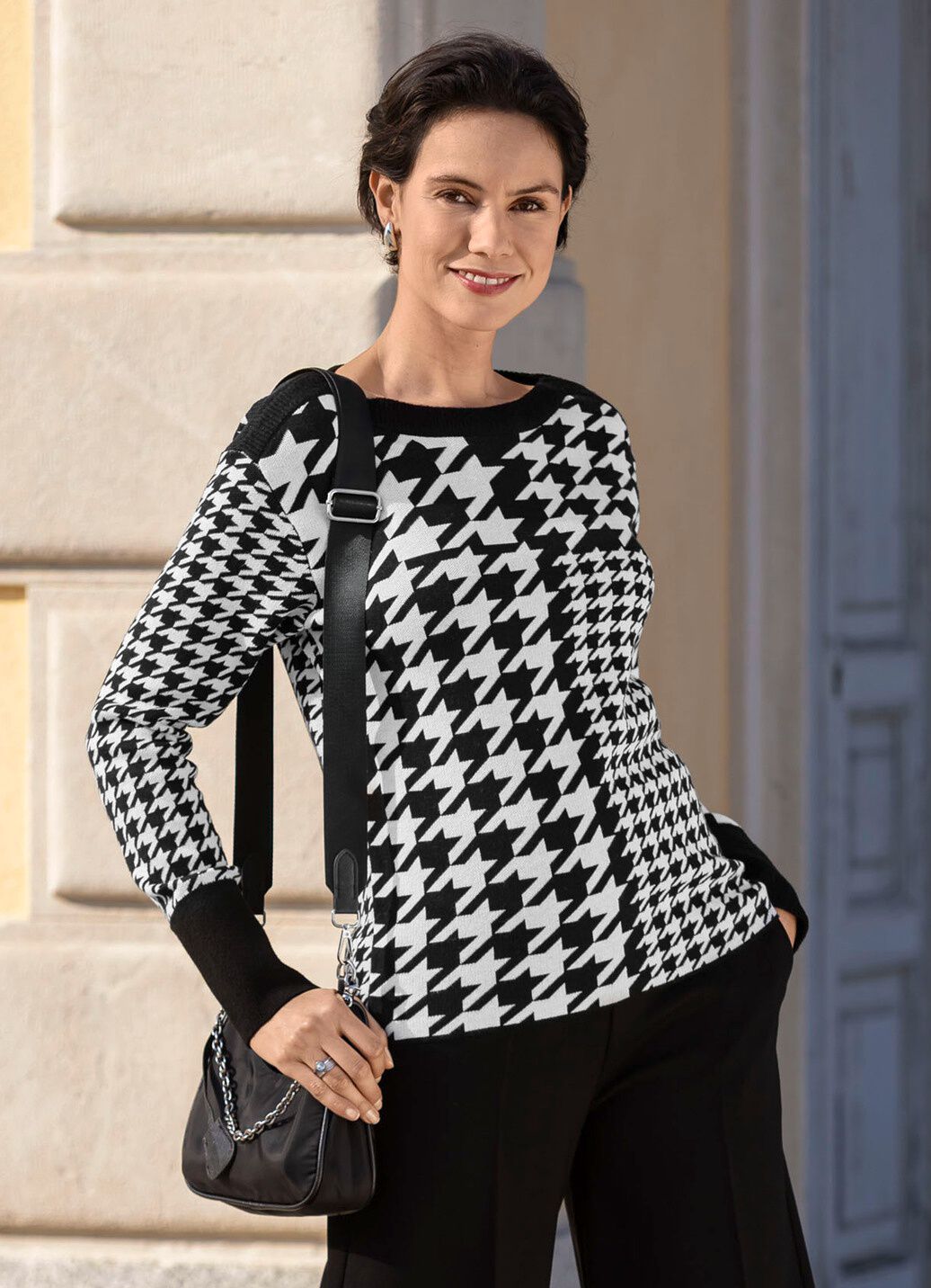 Pullover mit Hahentrittmuster