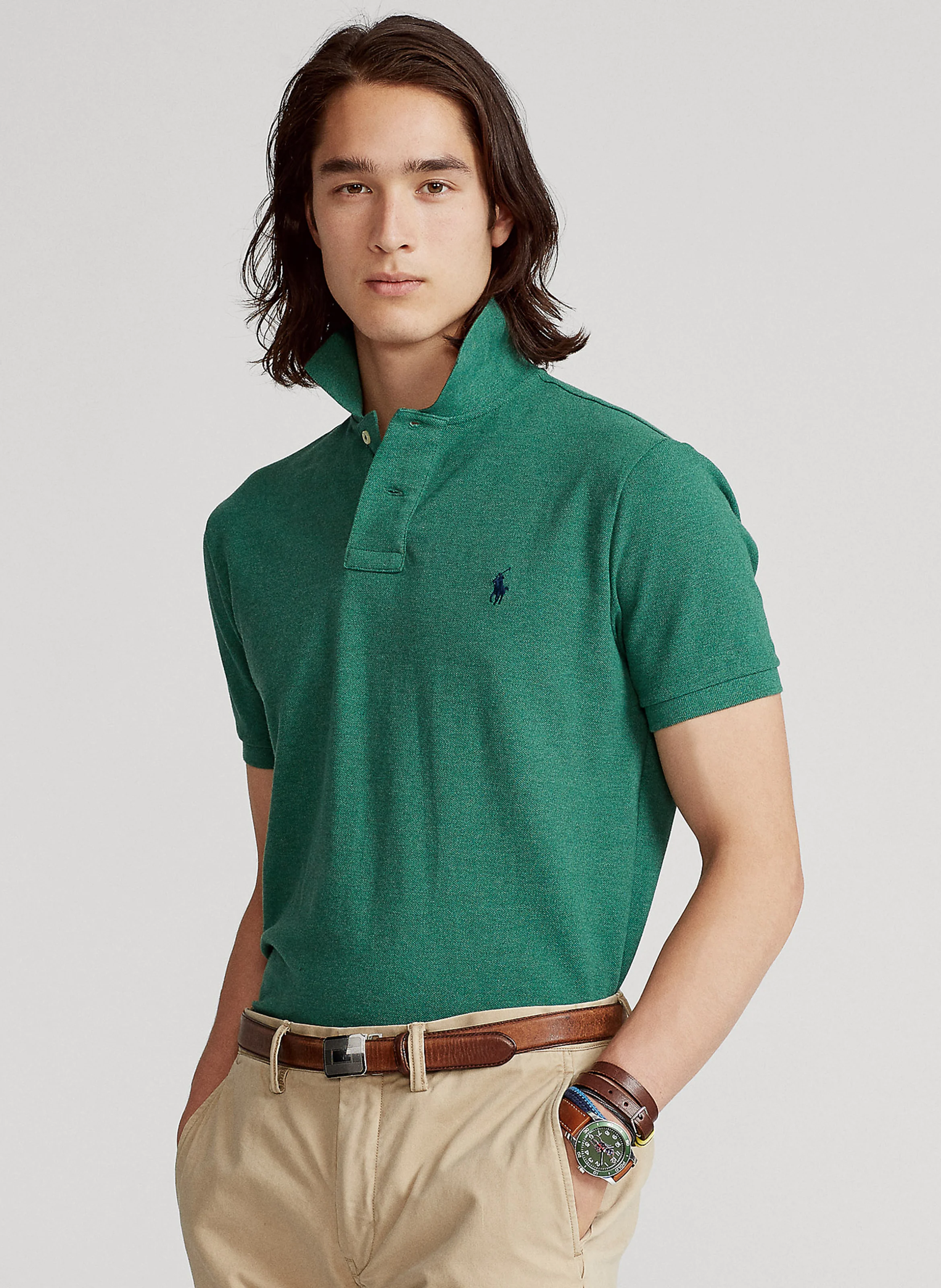Polo custom-fit en coton piqué | Vert