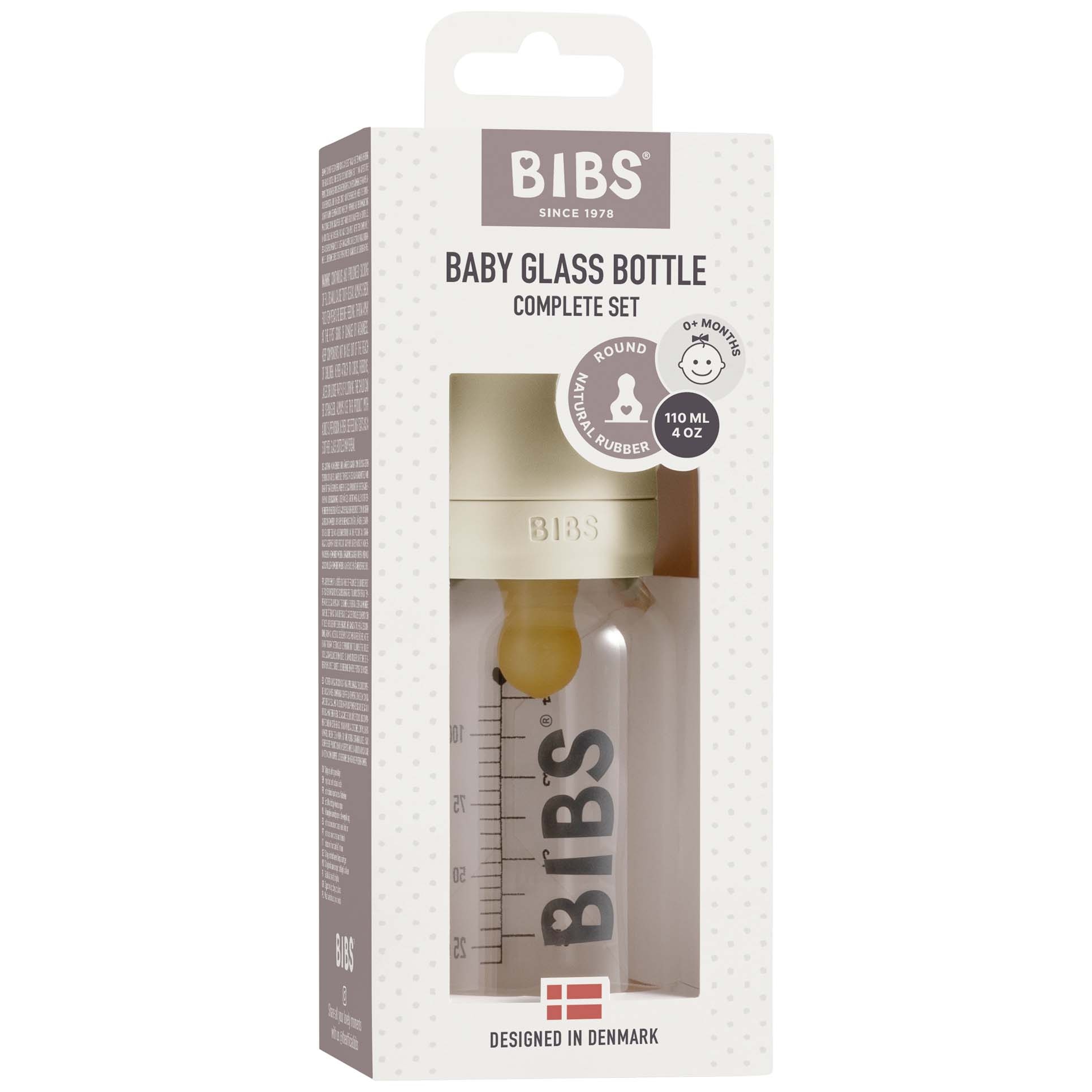 Bibs glazen babyfles 110ml wit
