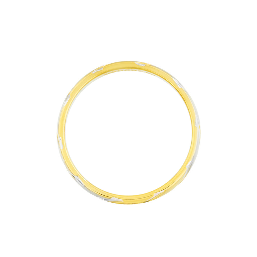 Alliance Strie Fantaisie Demi Jonc Classique Or Bicolore