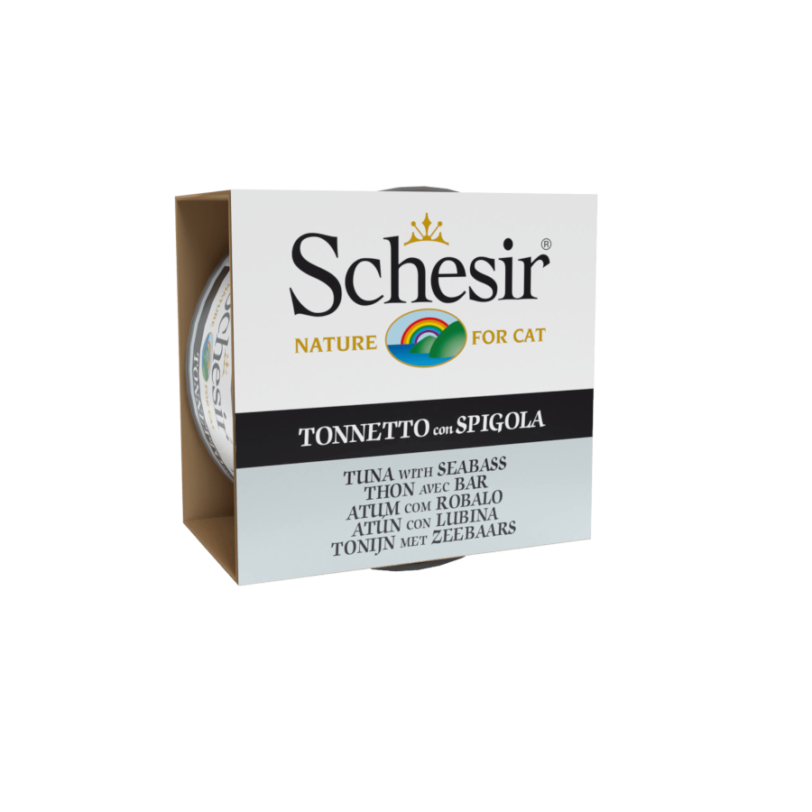 Lata de 85g de atum adulto com robalo Schesir para gatos
