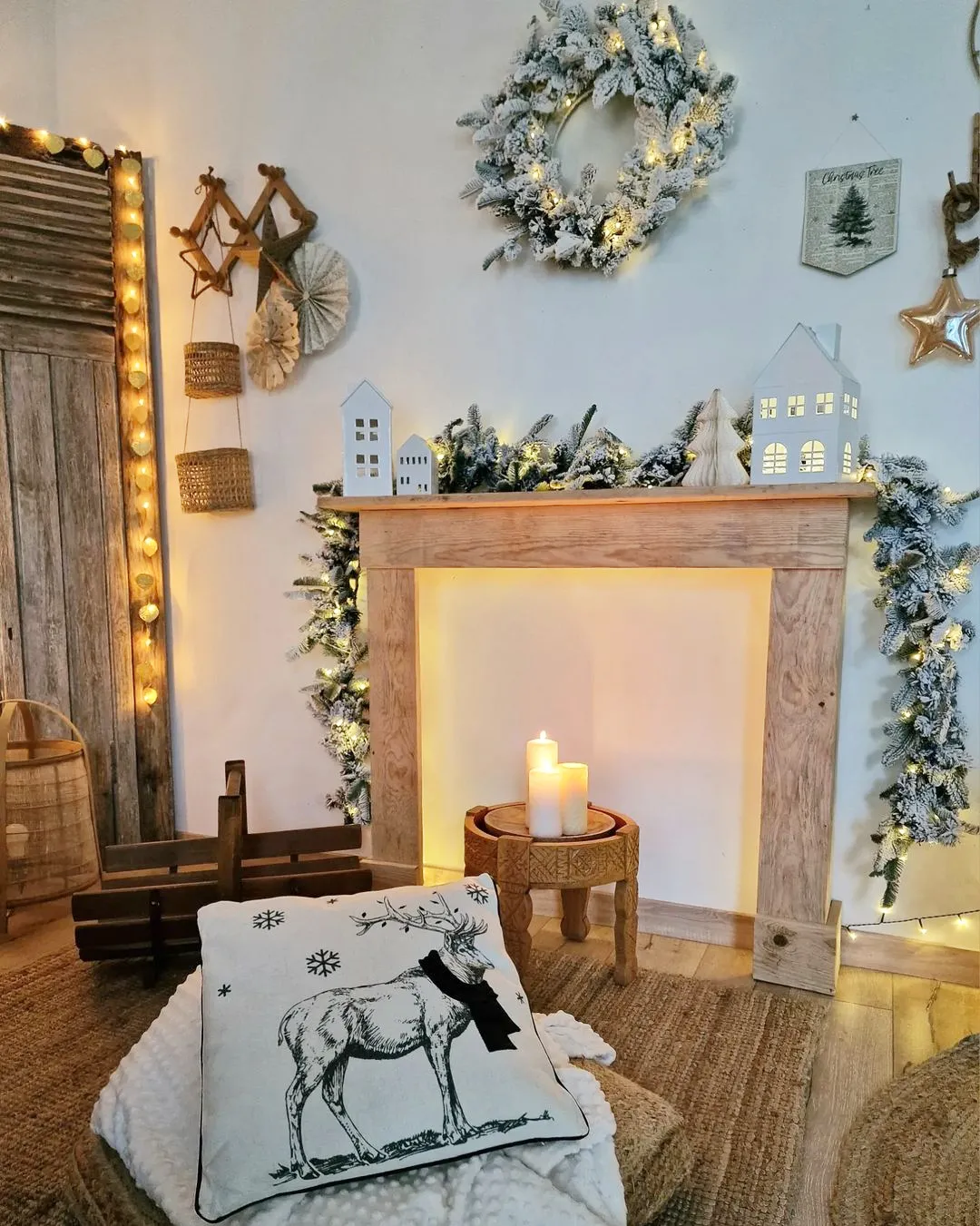 Besneeuwde kerstkrans LED SUNDO Wit 70 cm