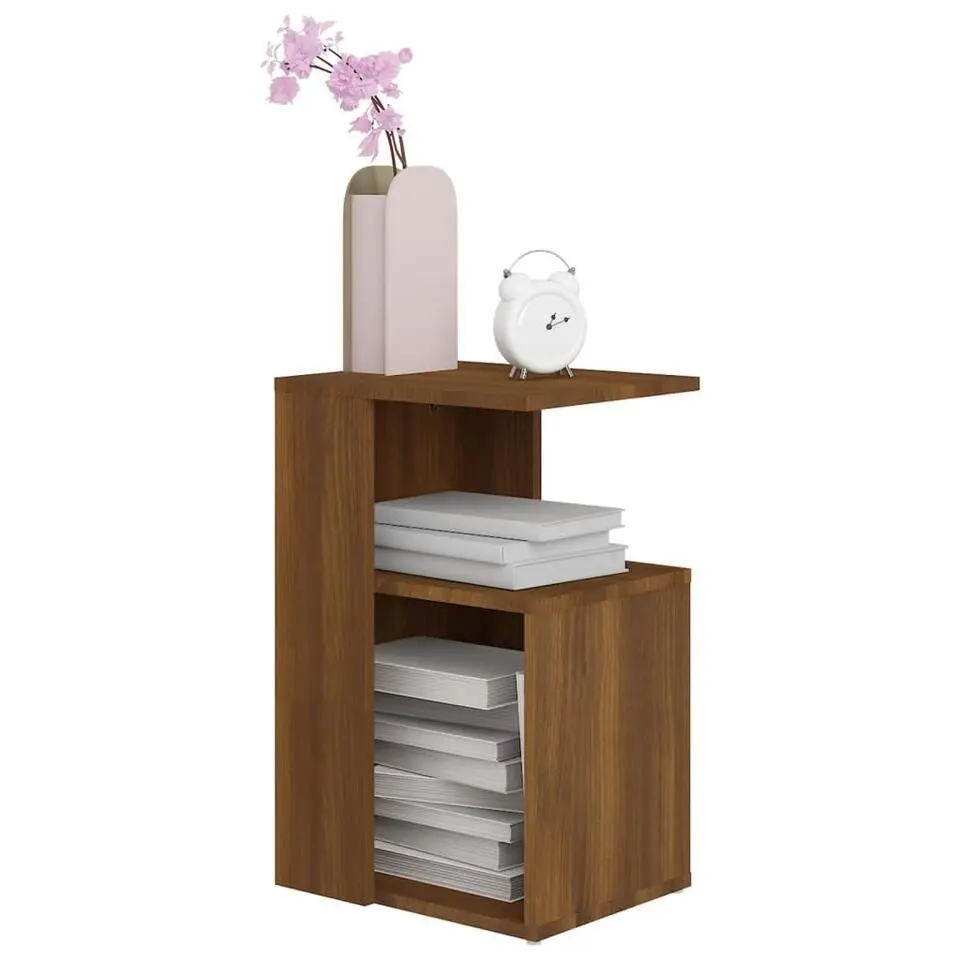 vidaXL Bijzettafel - Modern - Bruin eiken - Bewerkt hout - 36x30x56 cm