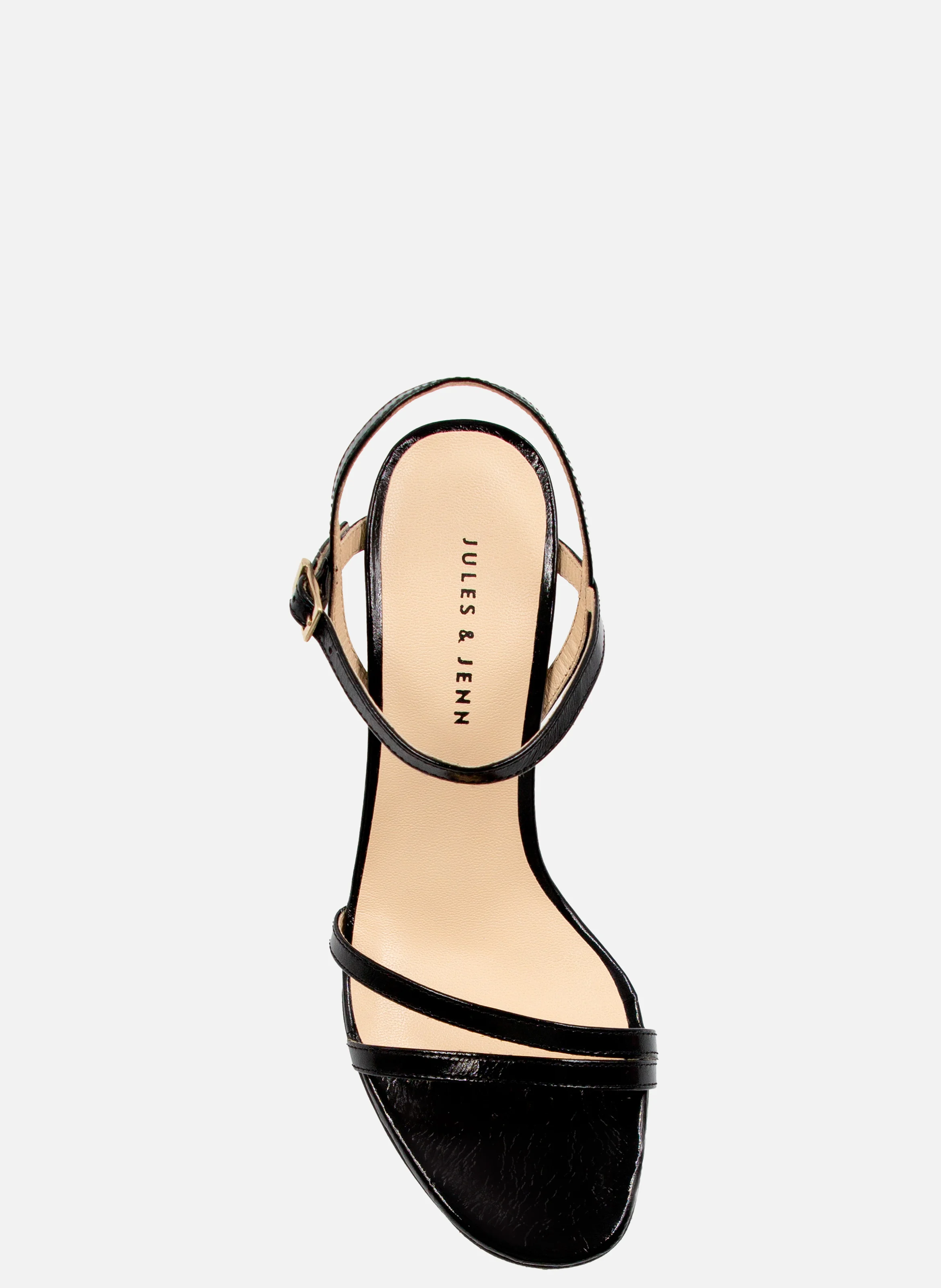 Sandales talon épurées cuir vernis | Noir