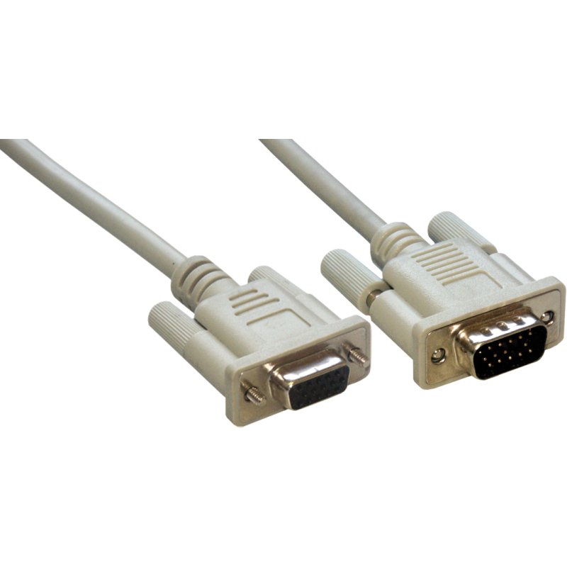 MCL Cable SVGA HD15 Male/Female 2m câble VGA VGA (D-Sub) Gris