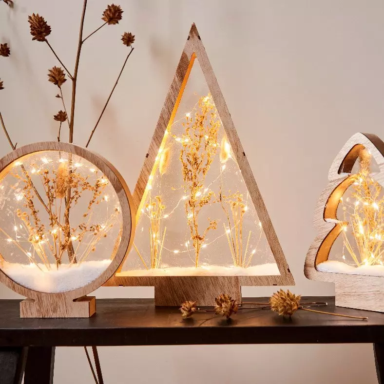 Sapin de Noël lumineux à piles 40 LED (H47 cm) Wood Blanc chaud