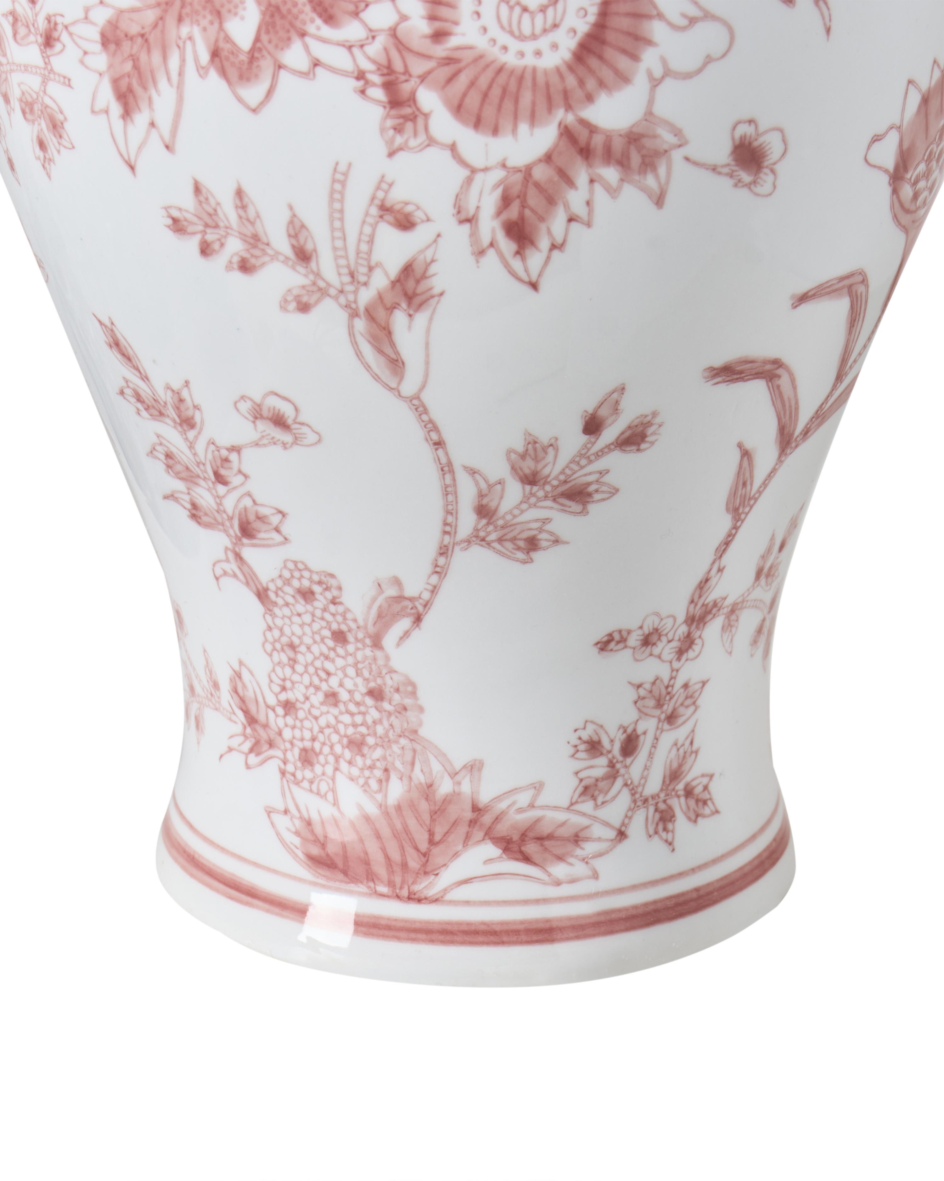 Vaas met deksel SEWILLA Porselein 38 cm Rood/wit