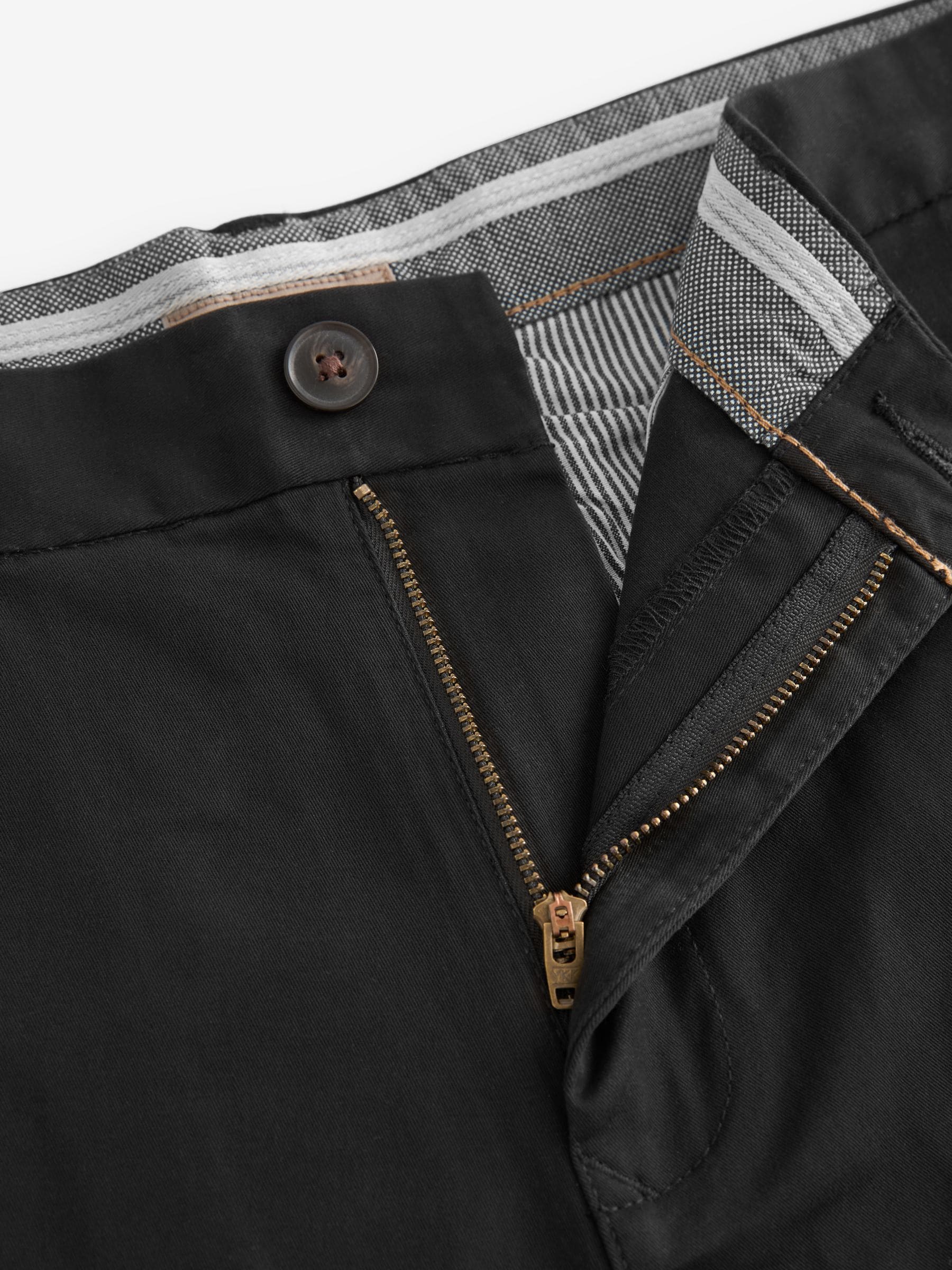 Zwart - Straight fit - Chinoshort met stretch