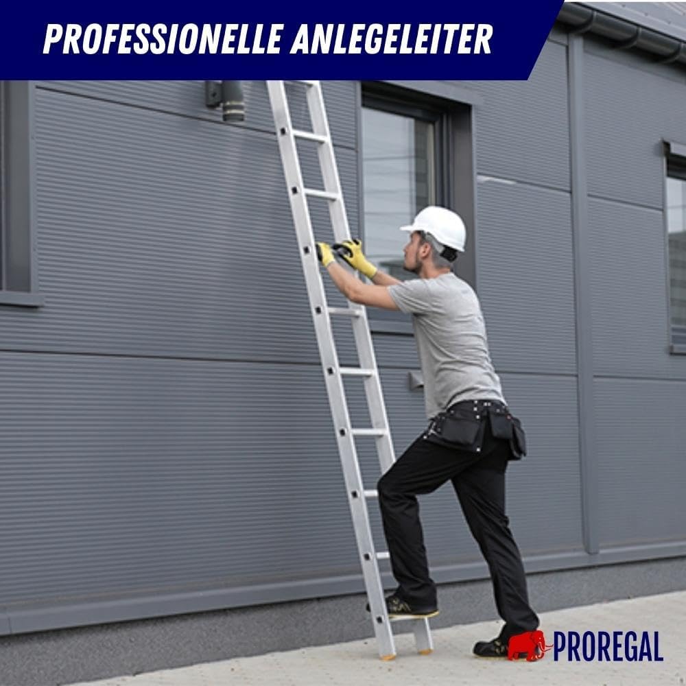 PROREGAL Economy Plus sportschuifladder zonder dwarsbalk, 9 sporten, werkhoogte 3,46 m, draagvermogen 150 kg