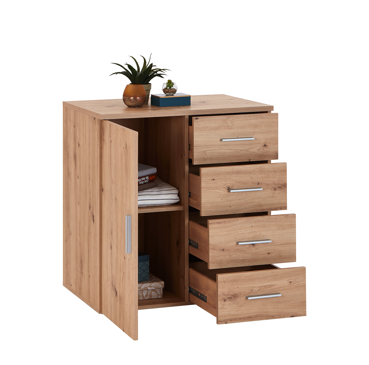 Kommode - Artisan Eiche - mit Übertiefe - 80 cm