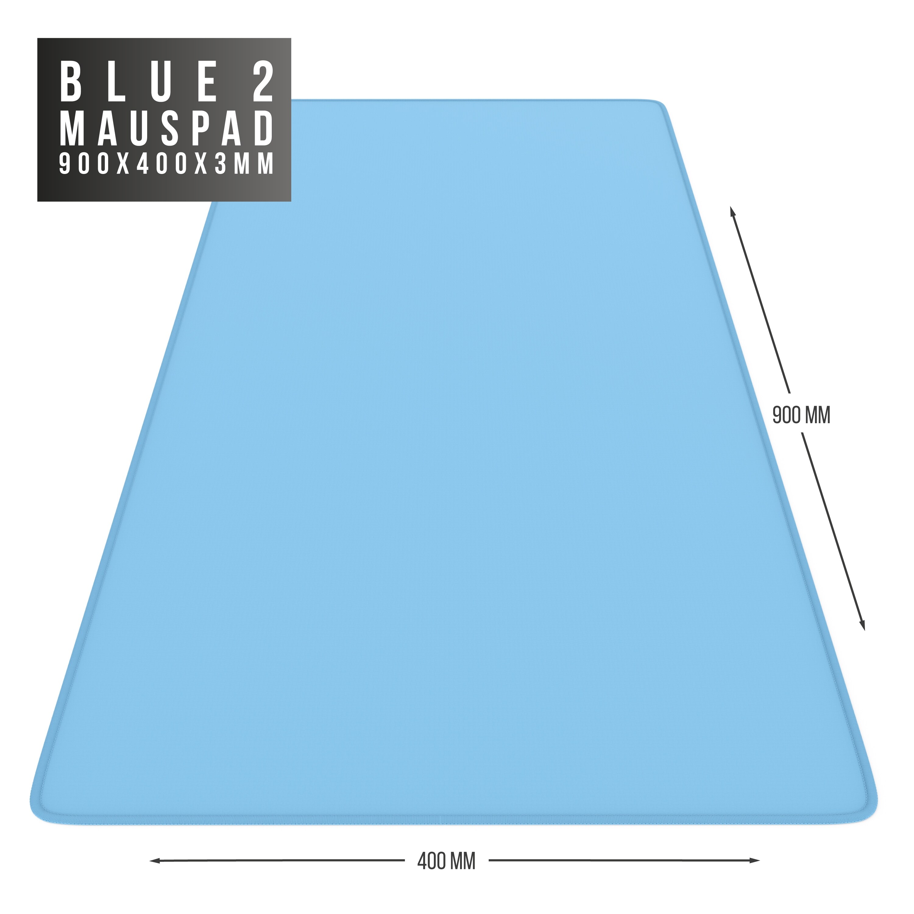CSL Gaming Mauspad, XXL, 900 x 400 x 3 mm, Schreibtischunterlage, extralarge, waschbar, hellblau