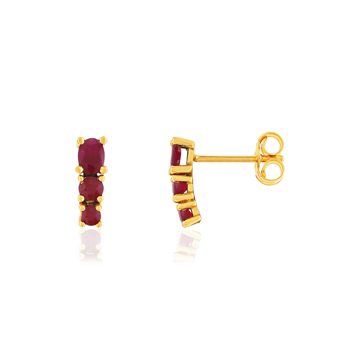 Boucles d'oreilles or jaune 375 rubis