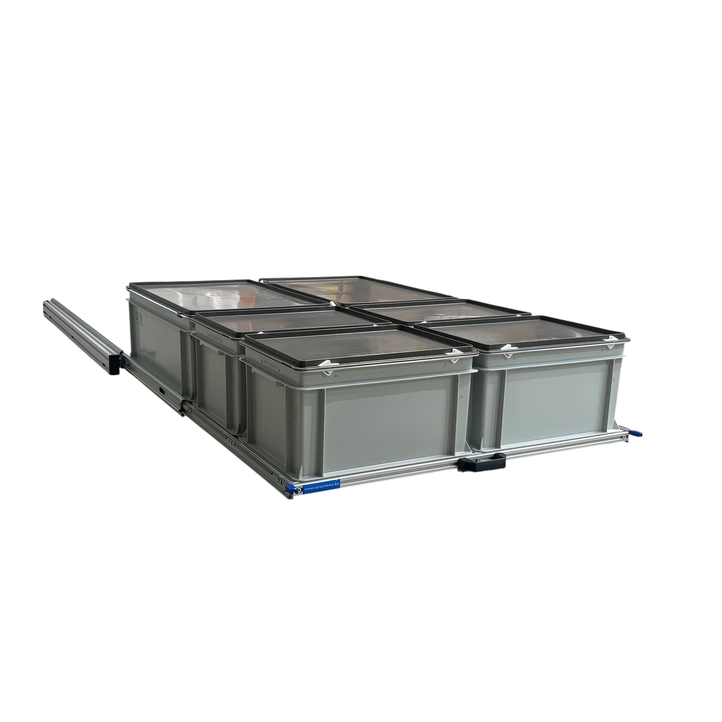 Aluminium 120x80 cm schuifframe met 6 bakken met deksel