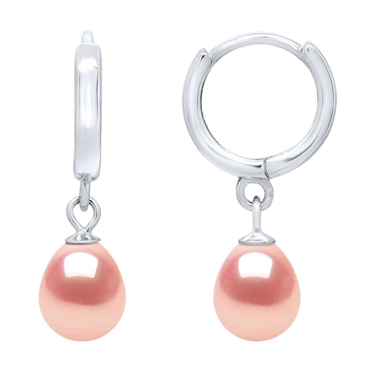 Mitzuko Créoles Argent & Perles d'Eau Douce poires roses