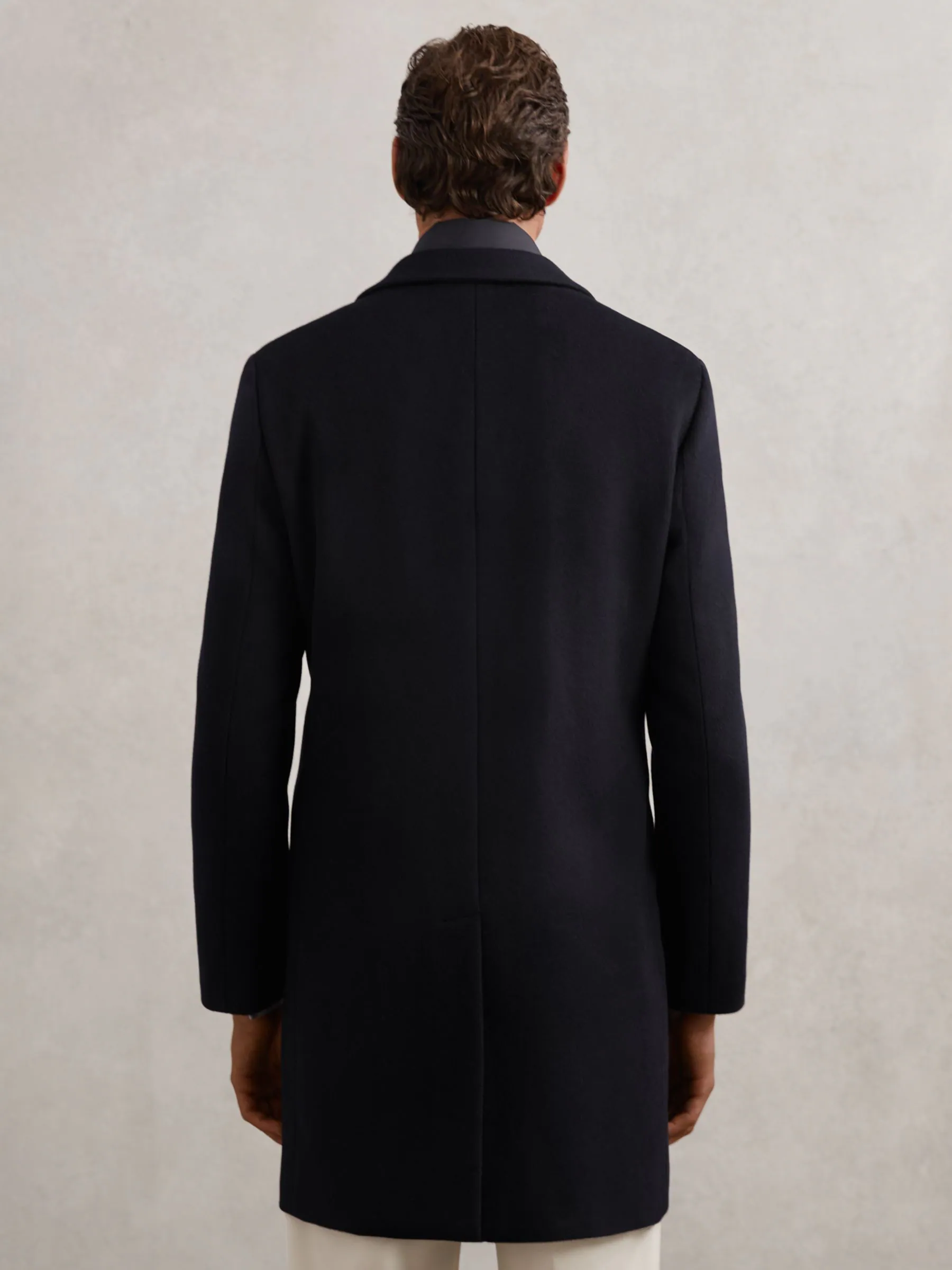 Marineblauw - Reiss Gable Gilet Wool-Blend Internal-Gilet Overcoat