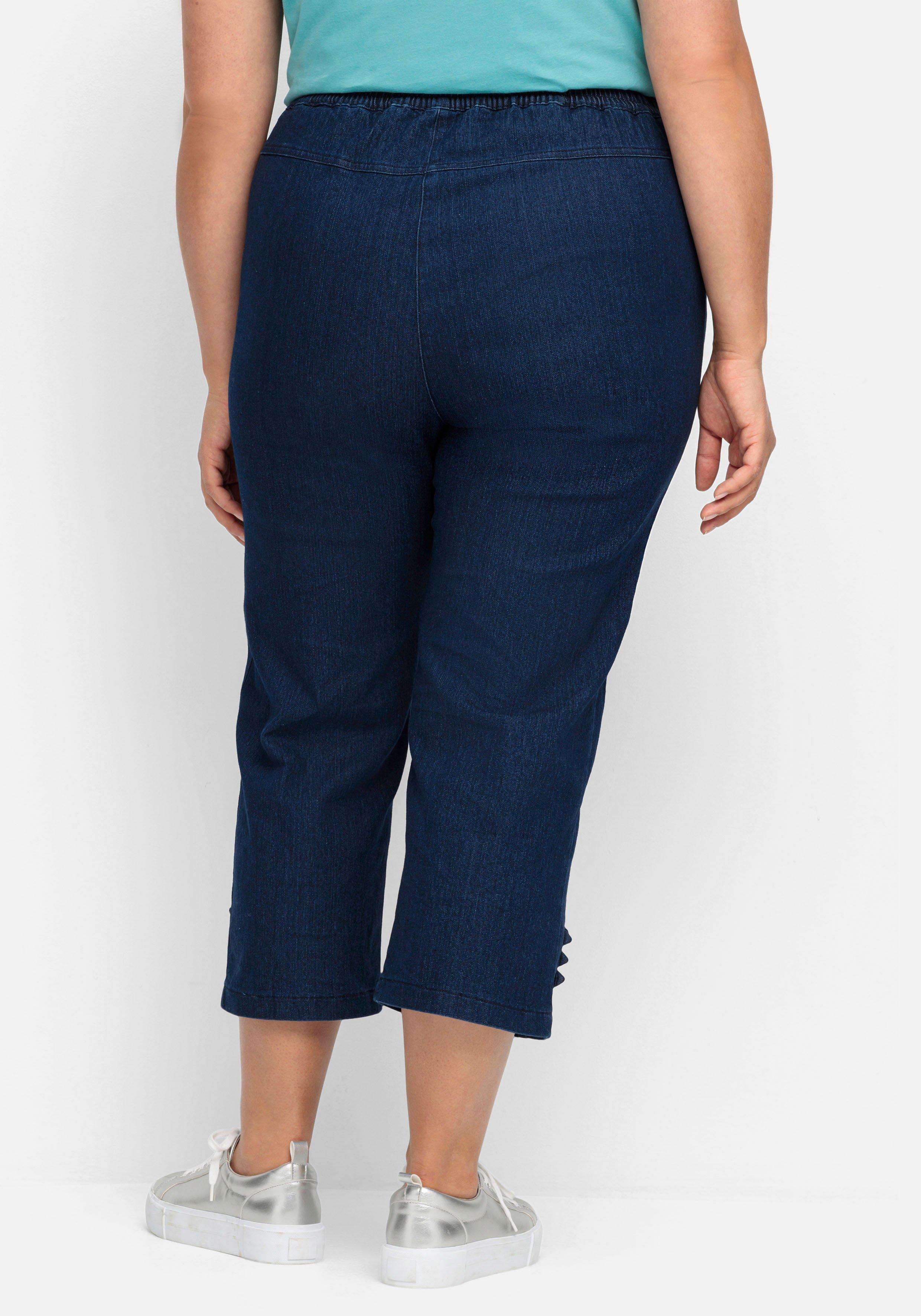7/8-Jeans mit Zierknöpfen am Saum
