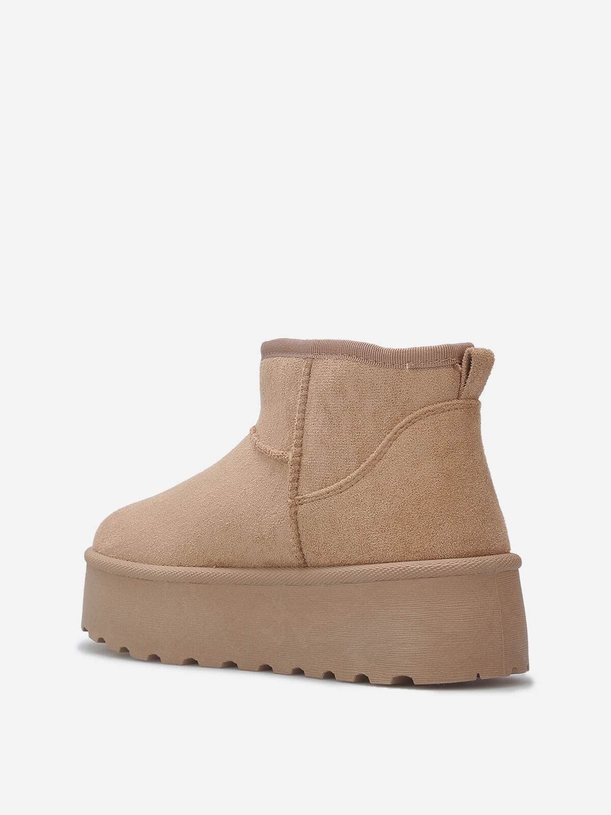Boots en suédine fourrées à plateforme- Taupe