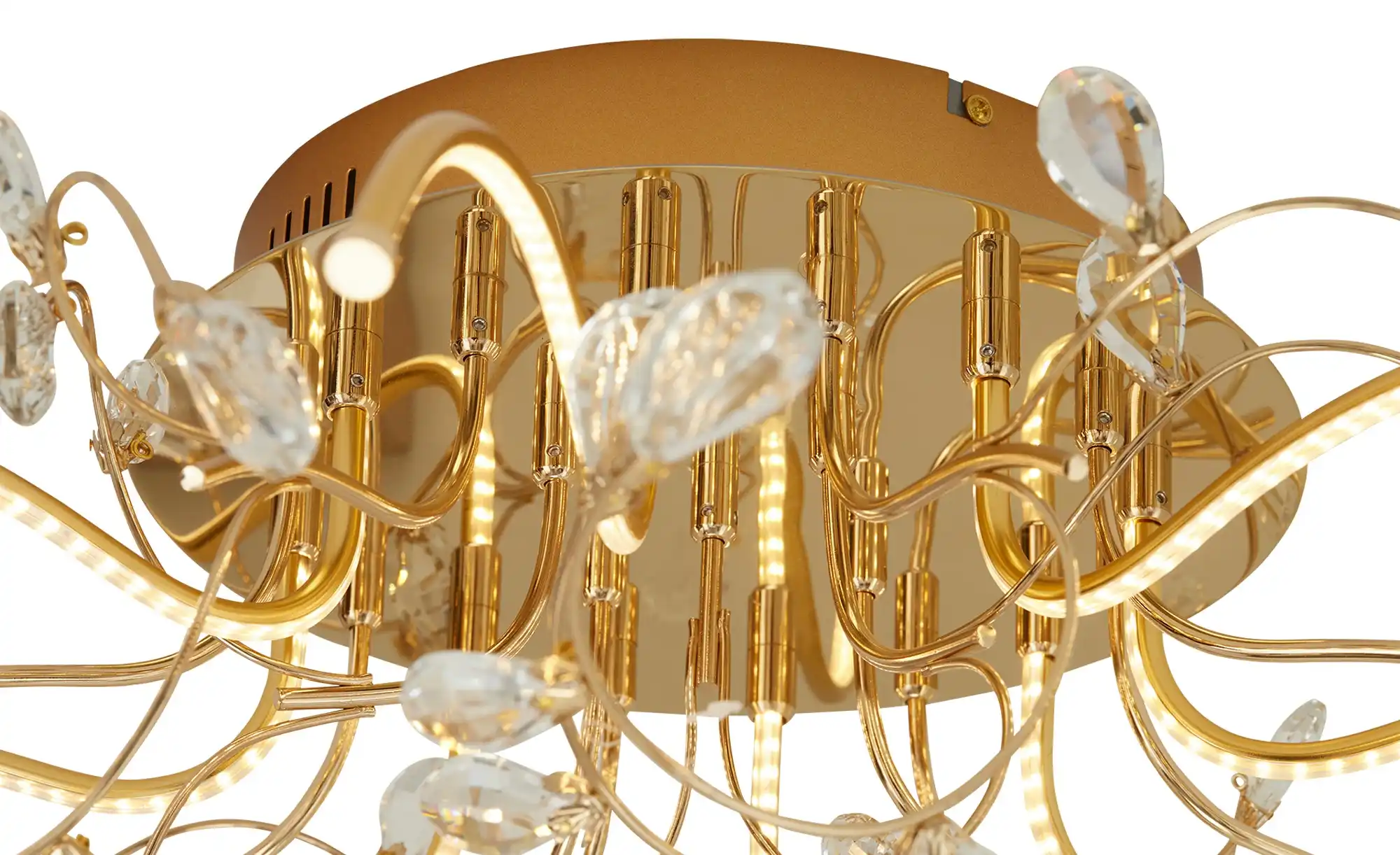 HELL-höllisch gutes Licht LED-Deckenleuchte, messing poliert mit Glasblättern