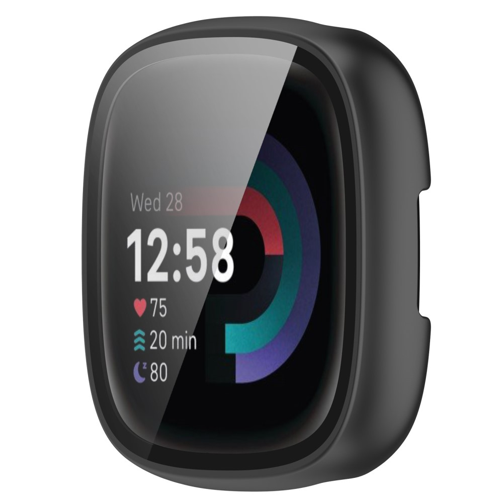 Fitbit Versa 4 / Sense 2 Hardcase Bumper Hülle mit Displayschutz - Schwarz