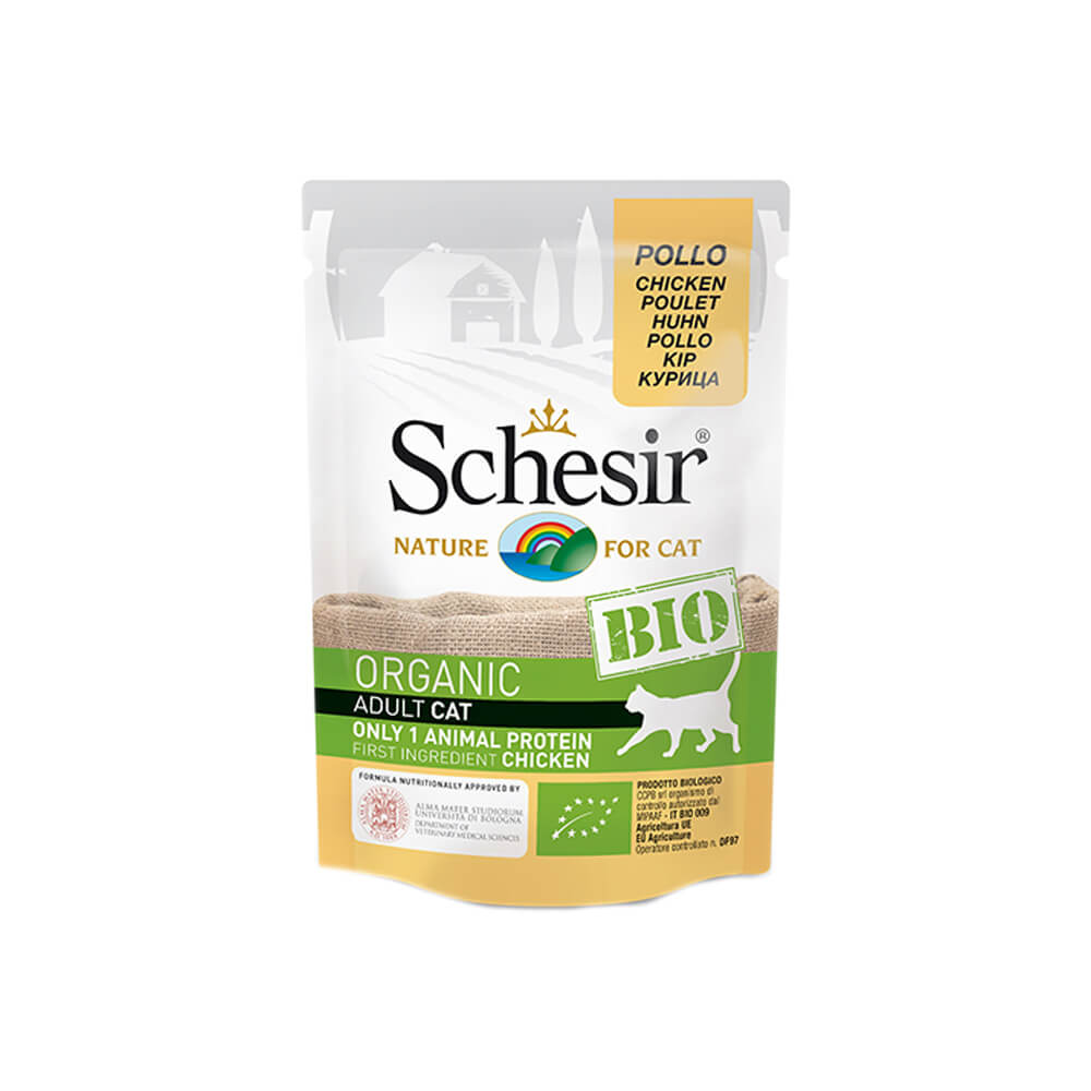 Schesir Kat Biologisch Adult - Maaltijdzakjes - Kip
