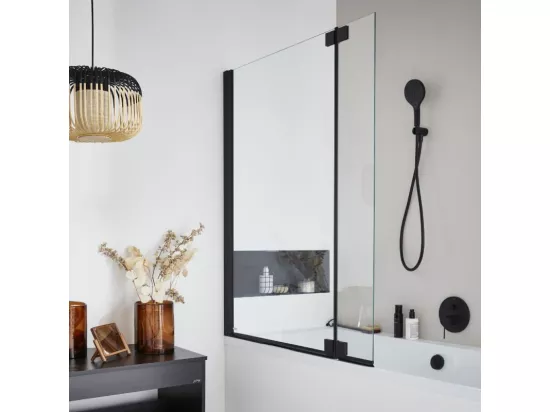 Pack baignoire bain douche antidérapante 180 x 90 JACOB DELAFON Neo blanc mat - v.gauche + pare bain noir mat