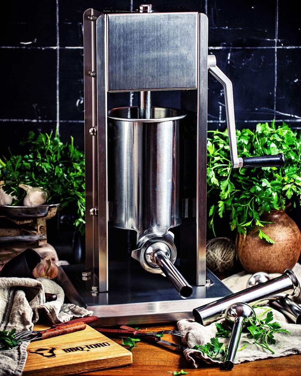 Zelsius elektrischer Wurstfüller 10L Wurstfüllmaschine elektrisch Edelstahl Wurstpresse mit Fußpedal 4x Fülltülle 3x Ersatzdichtung