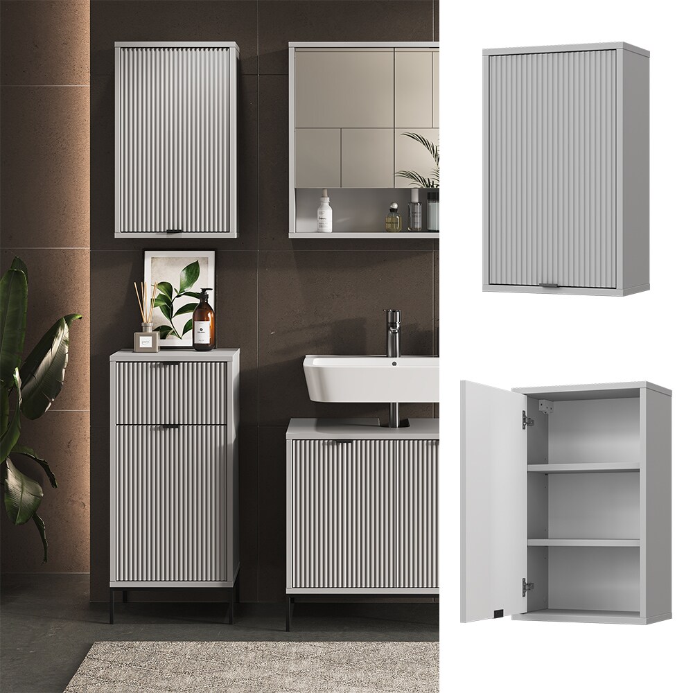 Vicco Hängeschrank für Badezimmer, Eliza 40 x 65 cm, Grau, Tür, moderne Badserie