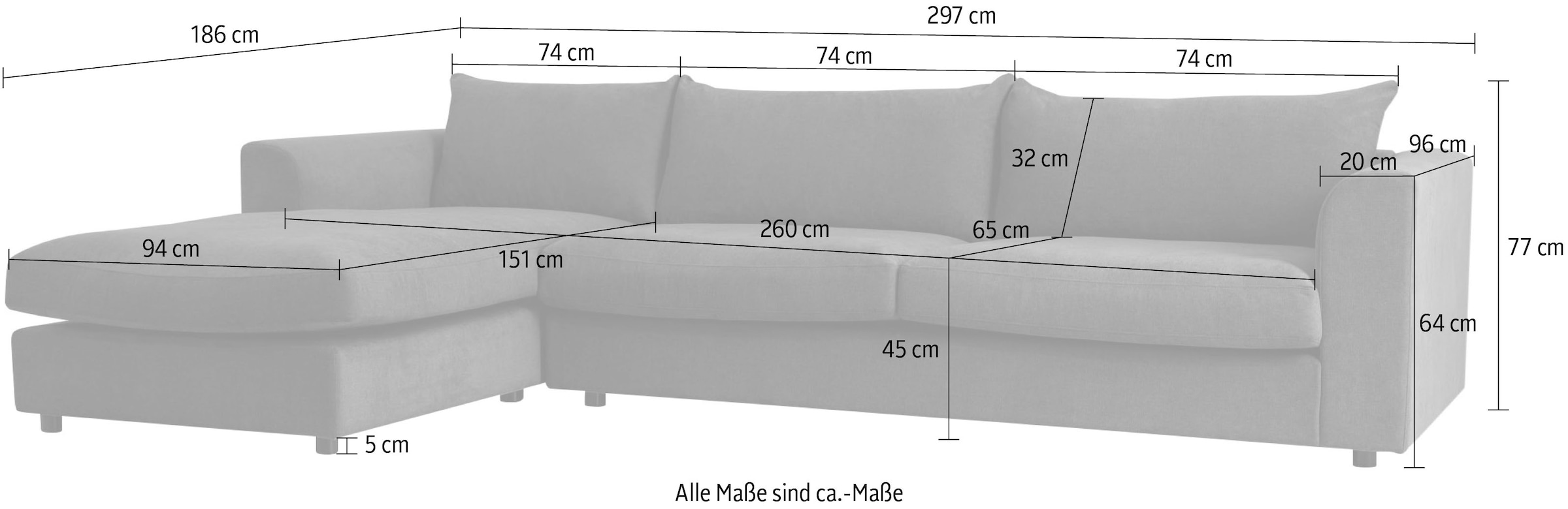 LeGer Home by Lena Gercke Ecksofa »Avelina« Breite 297 cm, in Cord- und Chenille- Stoff, Rückenkissen mit Federn