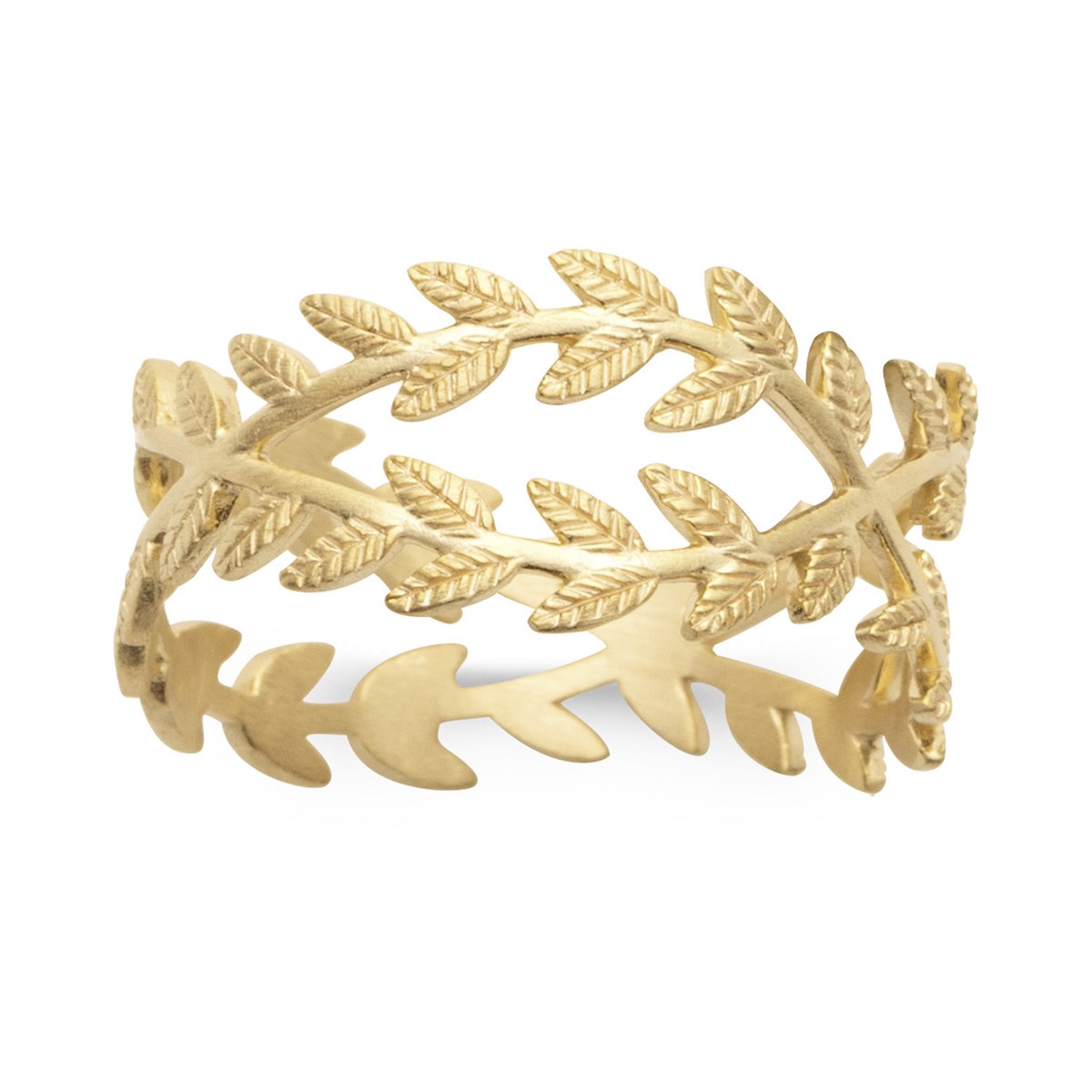 Bague Brillaxis plaqué or feuillages