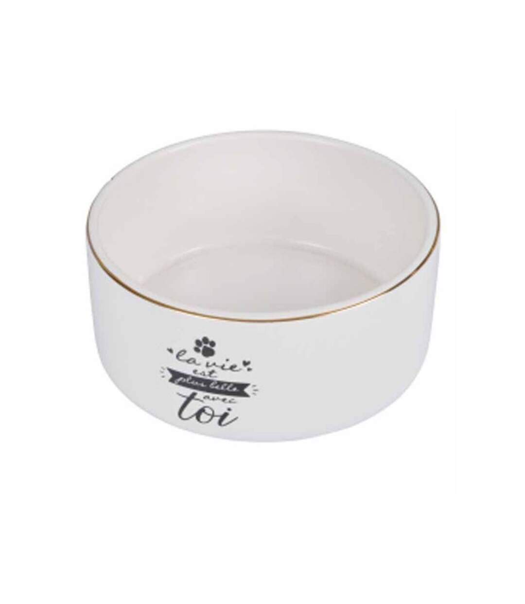 Paris Prix - Gamelle Pour Chien & Chat la Belle Vie 13cm Blanc