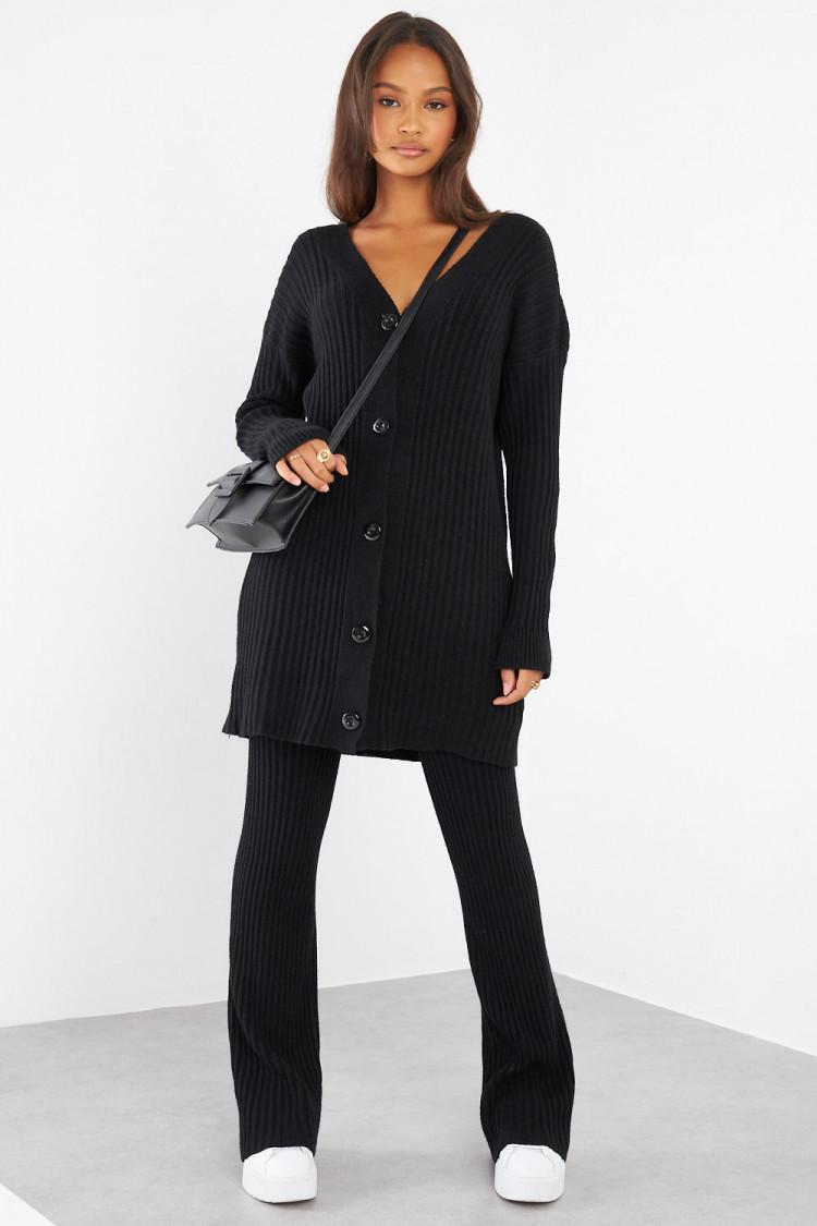 Ensemble 2 pièces gilet + pantalon en maille noir