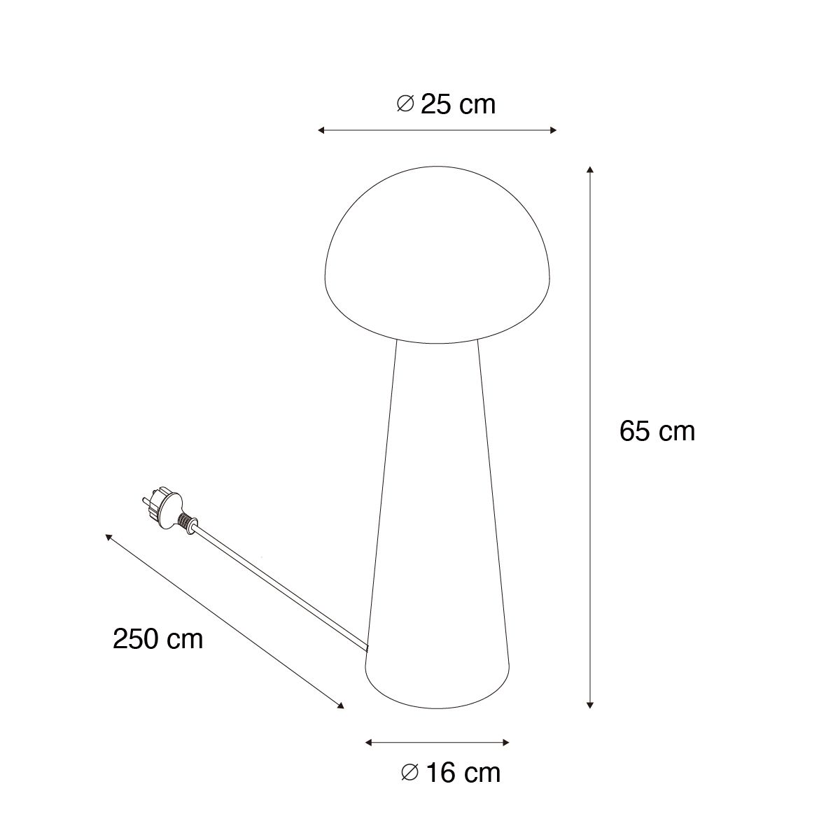 Buiten vloerlamp zwart 65 cm - Mushroom