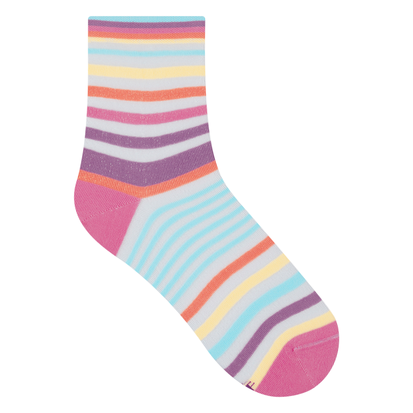 Chaussettes courtes transparentes à rayures| Multicolore
