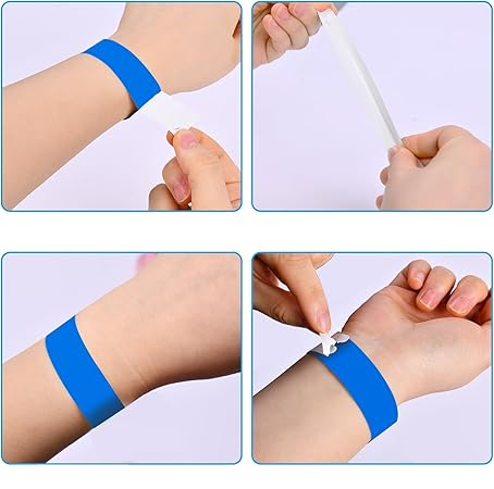 (100er Set) 25.5cm Papier Party Einlass Armband Selbstklebendes Eintritts Band Festival Kontrollband - Schwarz