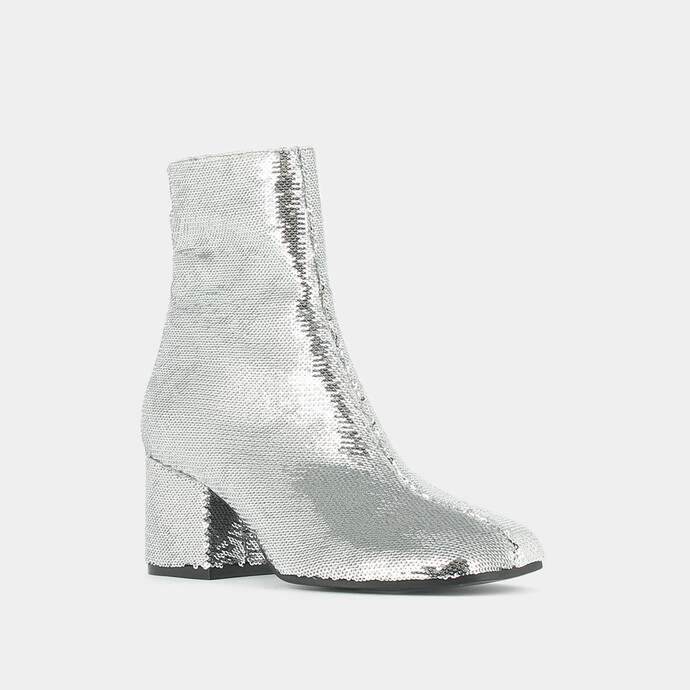 Bottines à talons  en sequins argent