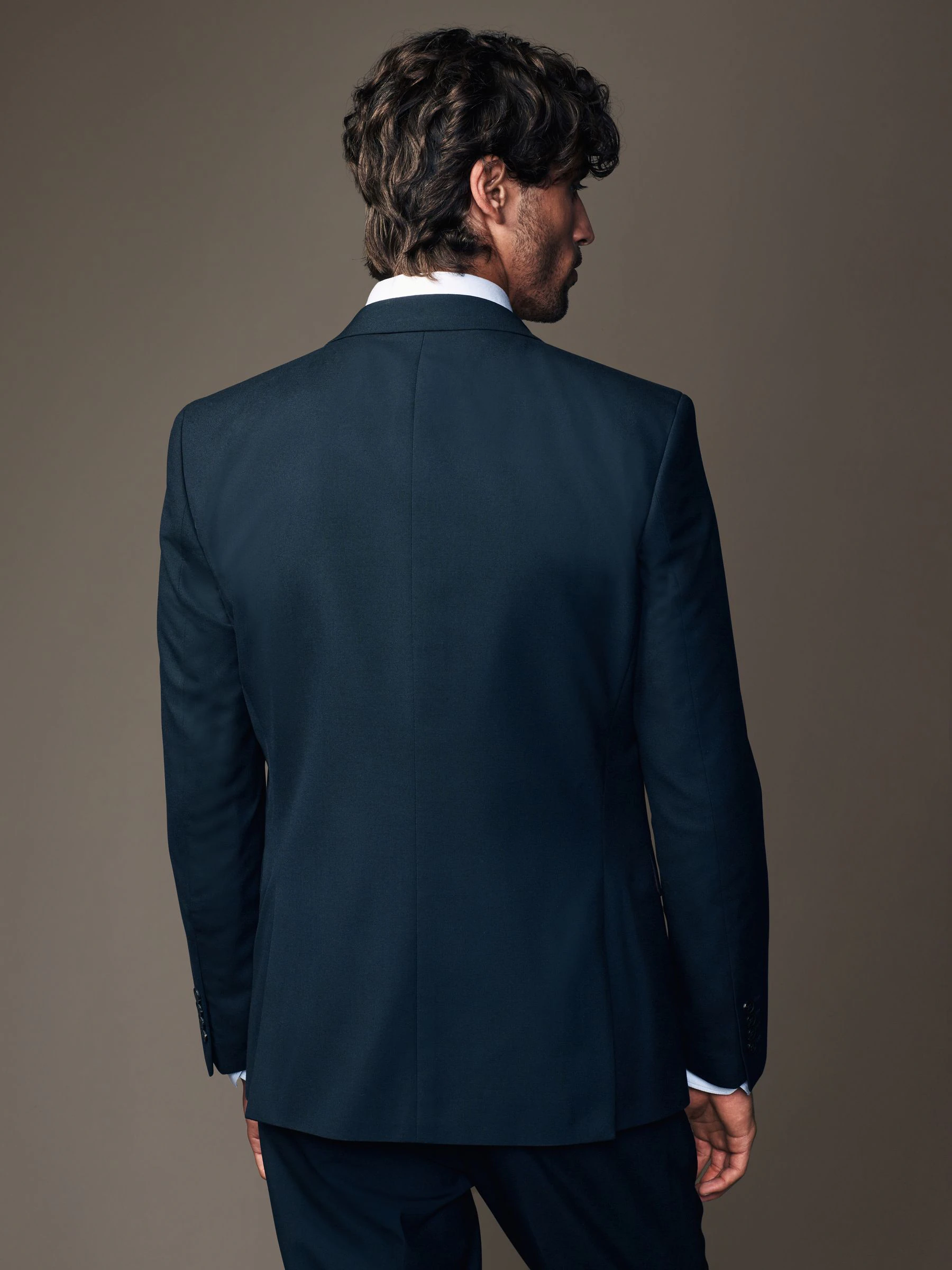 Donkerblauw - Slim Fit - Kostuum met twee knopen: colbert