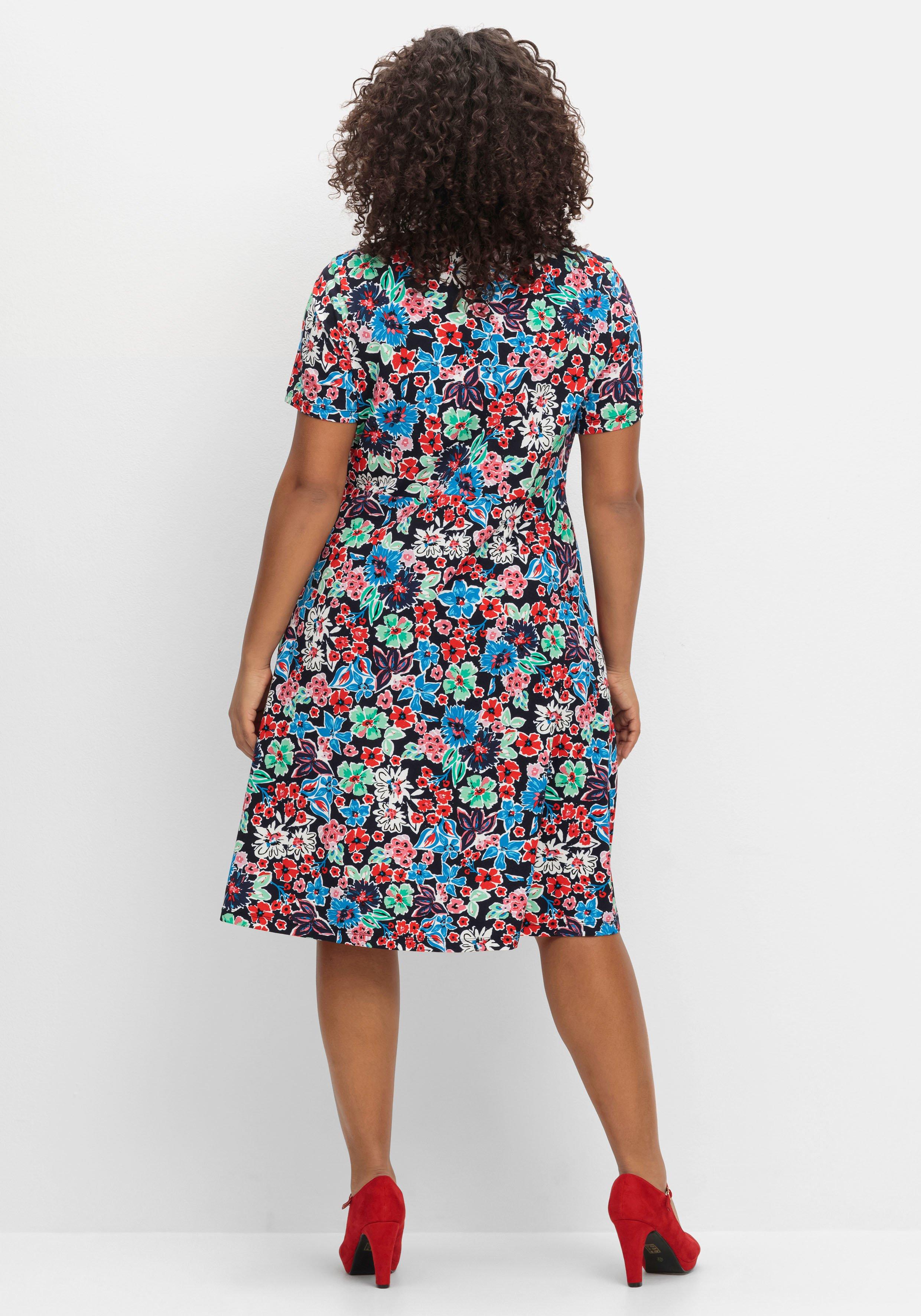 Jerseykleid in Wickeloptik, mit Blumendruck