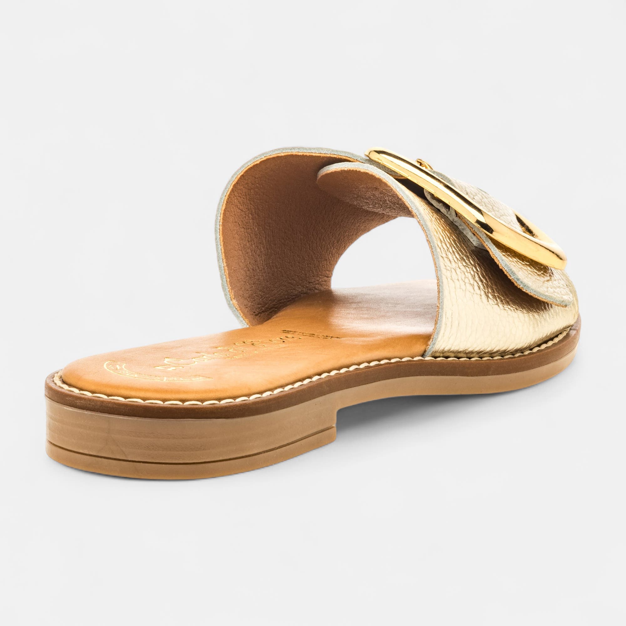 Mules Femme en cuir or