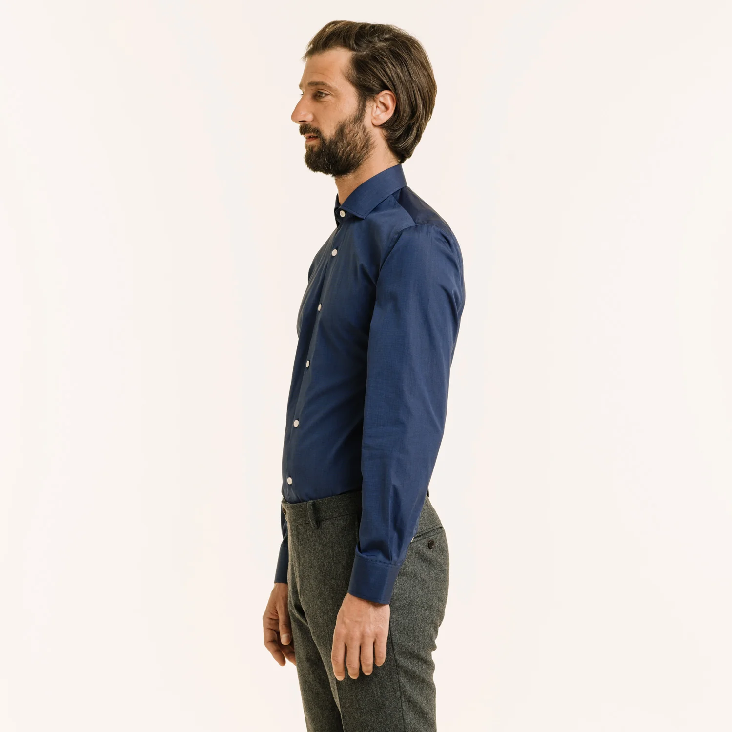 Midnight blue double-twisted thread-on-fil shirt