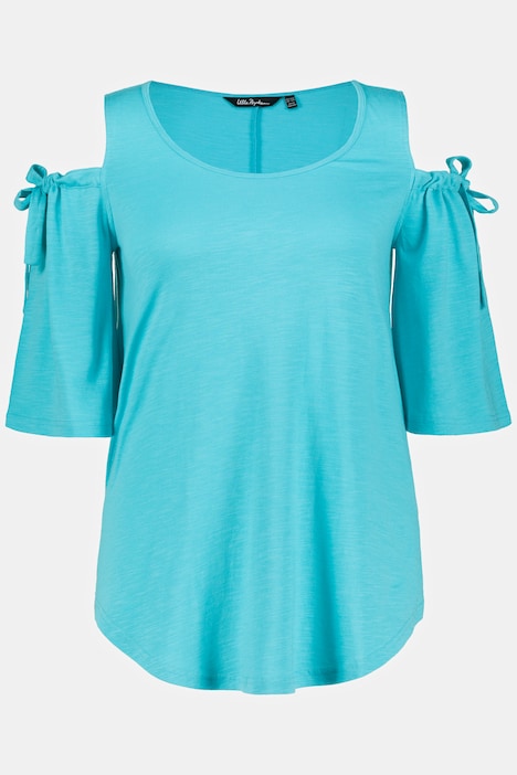 Shirt, Schulterschlitze, A-Linie, Rundhals, 3/4-Flügelarm