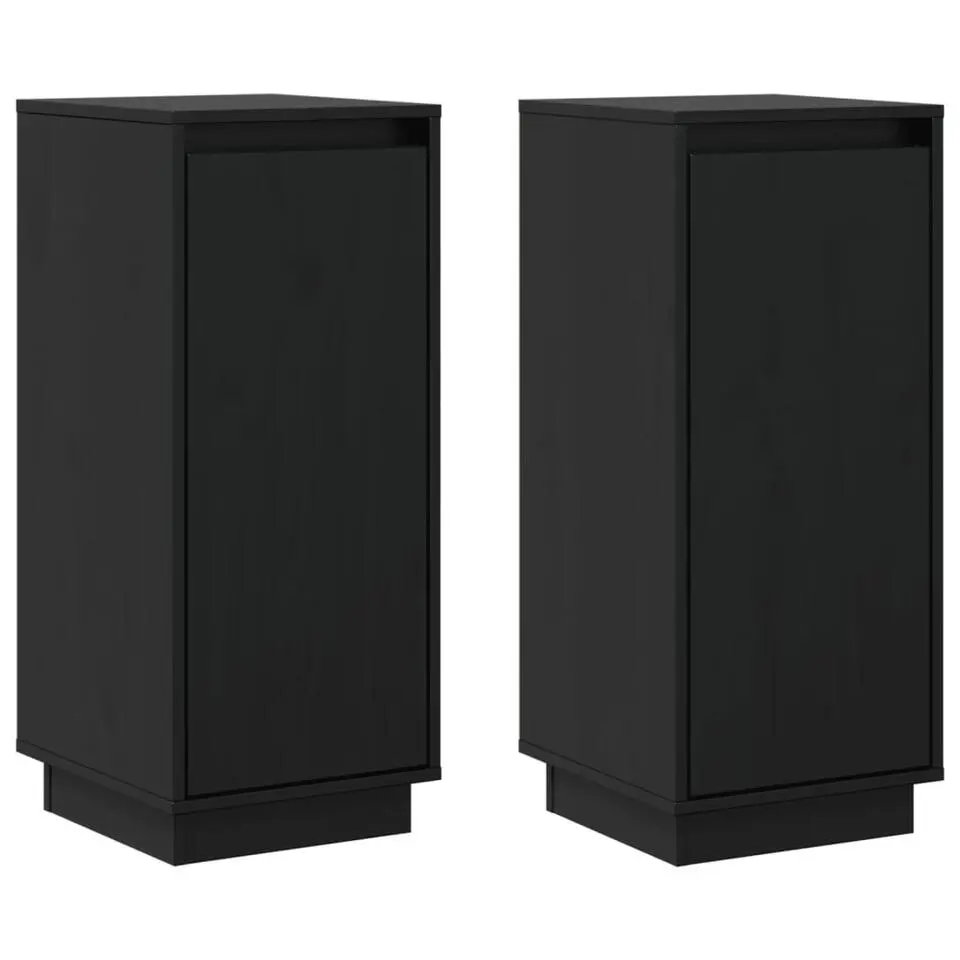 vidaXL - Dressoir - Zwart - Grenenhout - 2 stuks