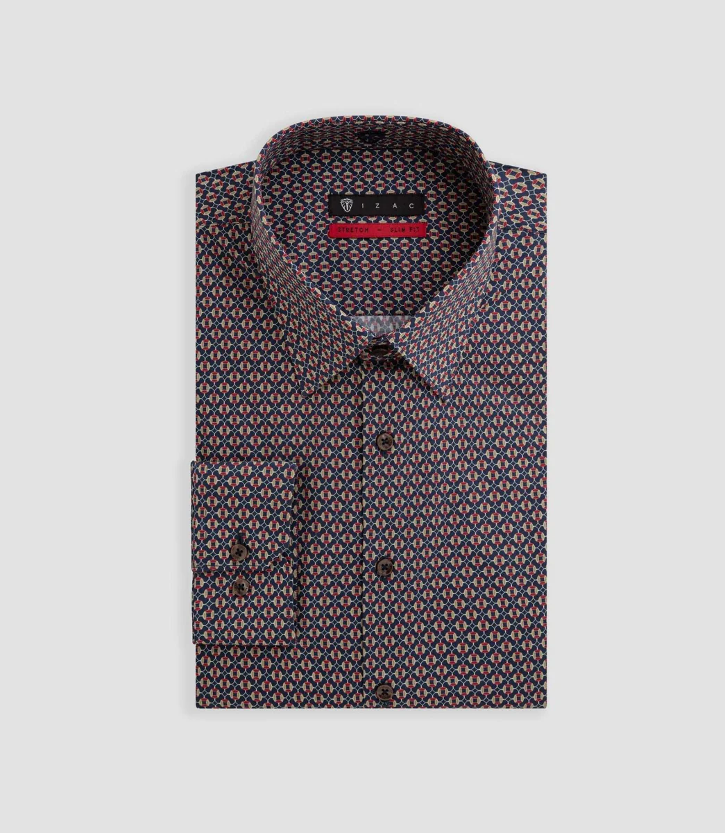 Chemise imprimée marine 