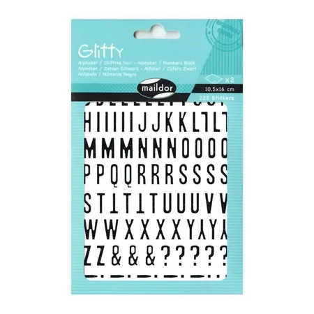 Maildor Glitty A6 Buchstaben & Zahlen schwarz